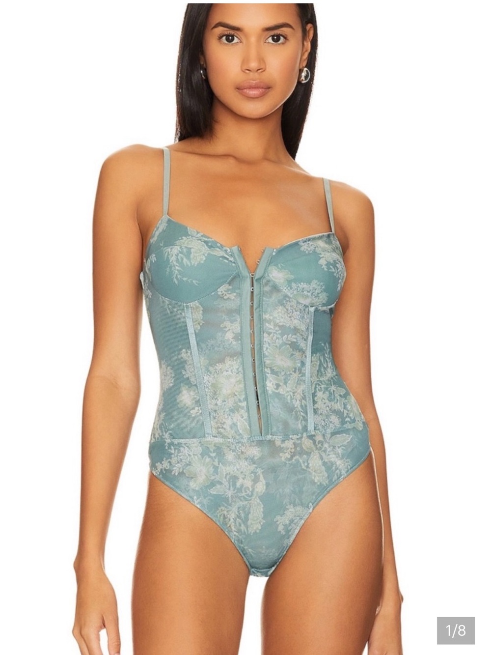 NWOT Free People Intimately Night Rhythm Bodysuit in Green Floral Size M
